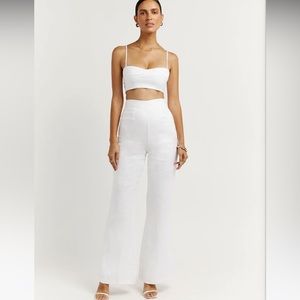 NWT Aisle White Linen Flare Pant